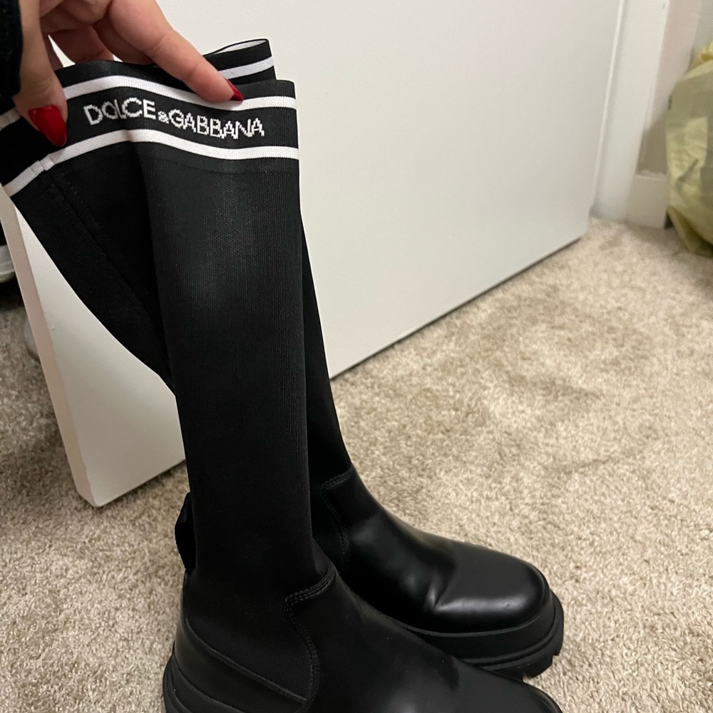 Dolce and Gabbana logo-print pull-on boots